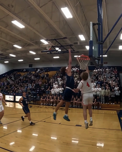Chase-down block at the rim filmed from the coach's eyes